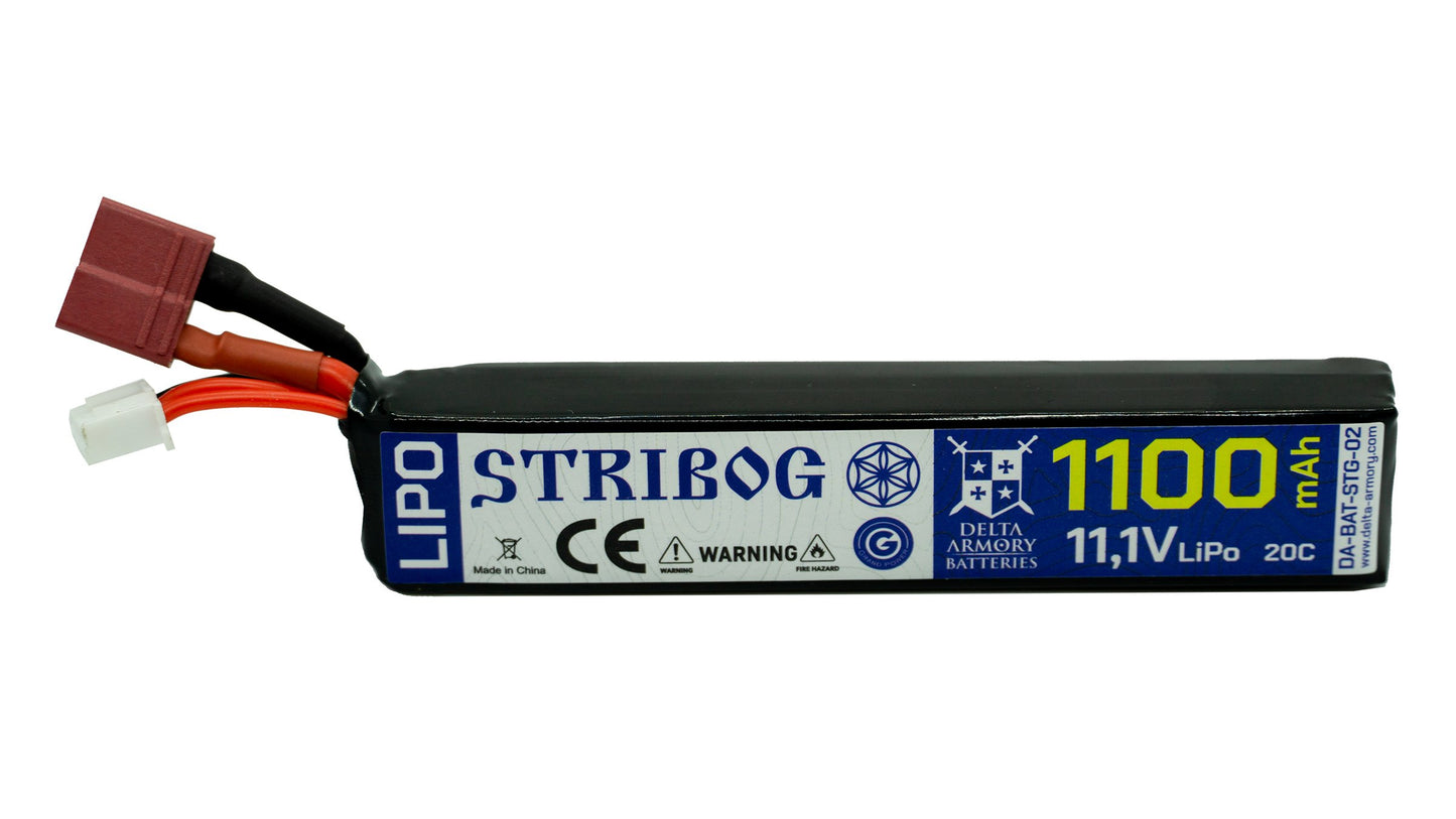 Delta Armory STRIBOG battery LiPo 11,1V 1100mAh 20C short cable T-plug