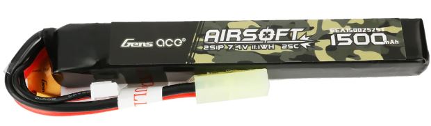 Gens ace 25C 1500mAh 2S1P 7.4V Airsoft Gun Lipo Battery with mini Tamiya Plug