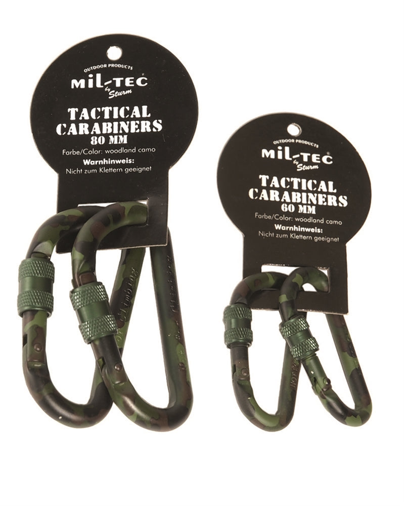 Miltec TACTICAL KARABINER WOODLAND 60MM (PAAR)