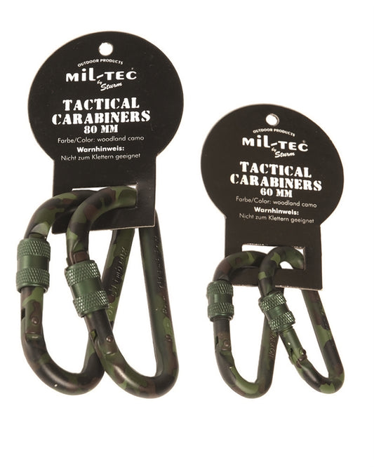Miltec TACTICAL KARABINER WOODLAND 60MM (PAAR)