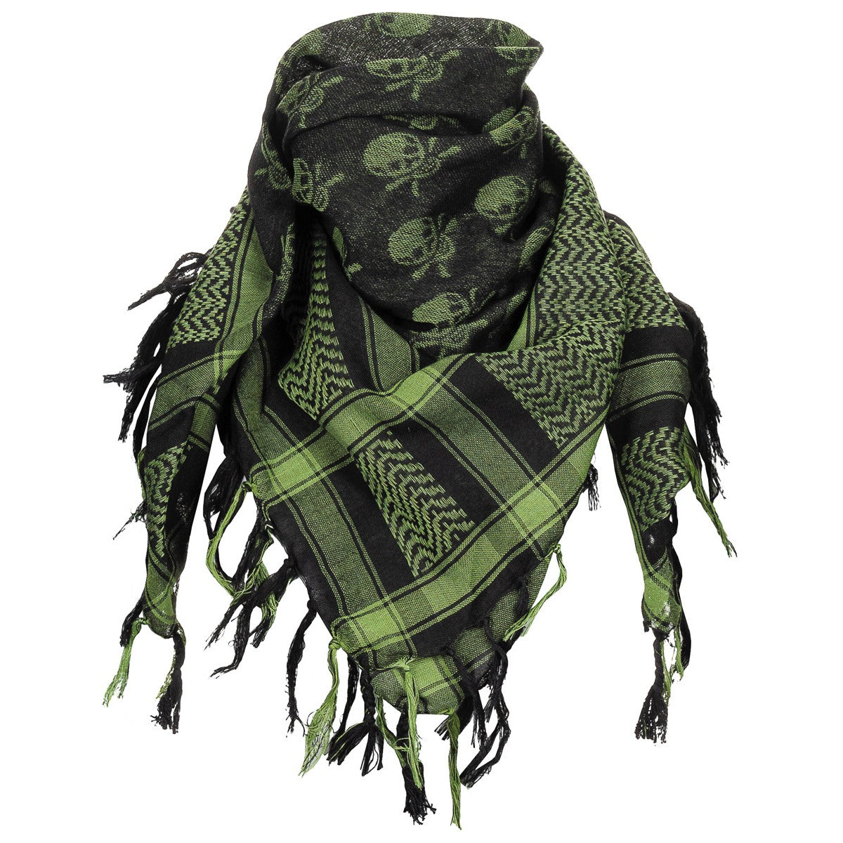 PLO Tuch, "Shemagh", oliv-schwarz, mit Totenkopf
