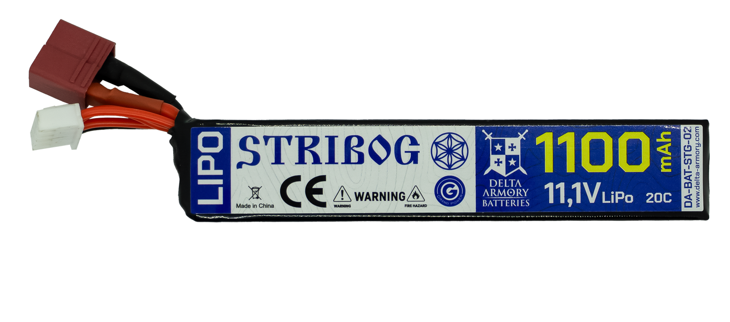 Delta Armory STRIBOG battery LiPo 11,1V 1100mAh 20C short cable T-plug