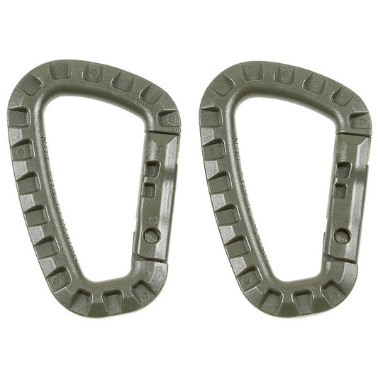MFH Karabiner, Plastik, oliv, D 7 mm x 8,5 cm, 2er Pack