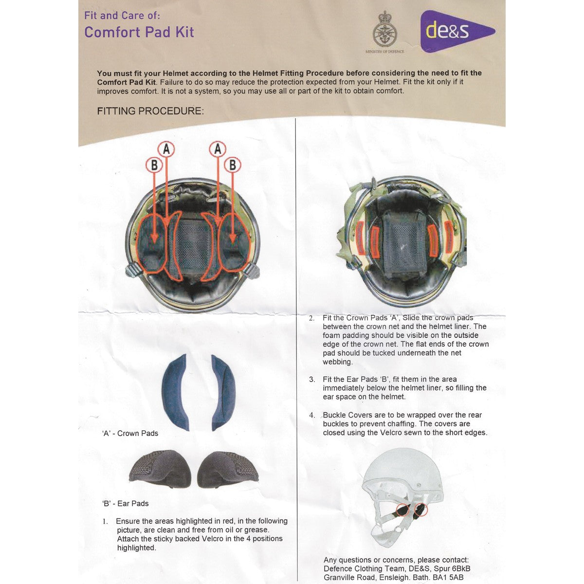 Brit. Polsterset, "Comfort", für Helm, "MK6A /MK7", neuw.