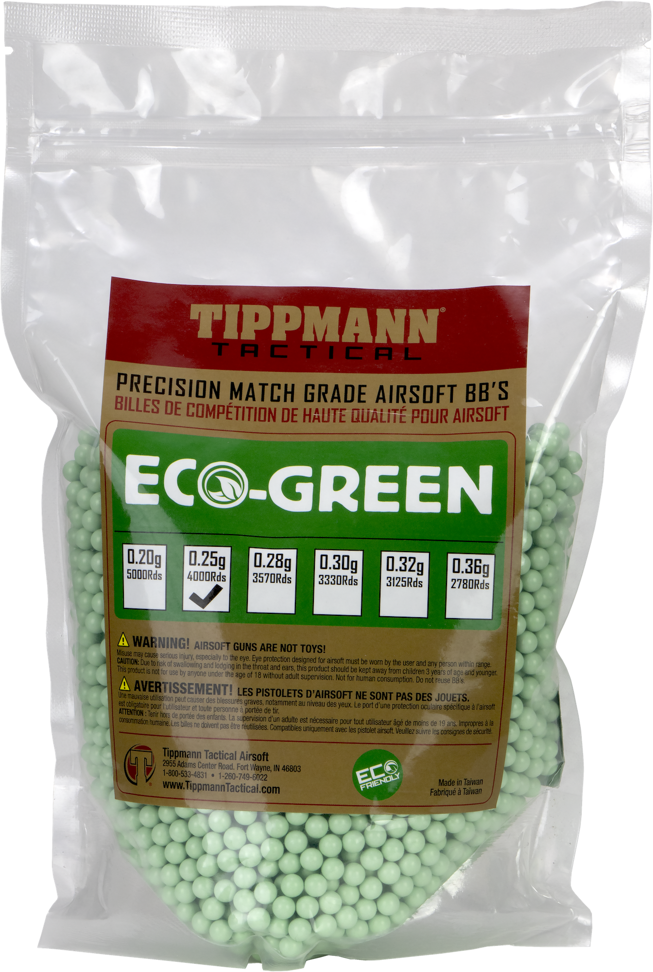 Tippmann 6mm ECO BB 0.25g 1kg bag / 4000 BBs - Light Green
