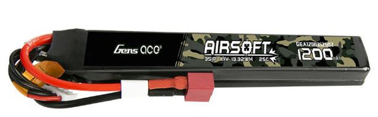 Gens Ace 25C 1200mAh 3S1P 11.1V Saddle Airsoft Gun Lipo Battery with T Plug