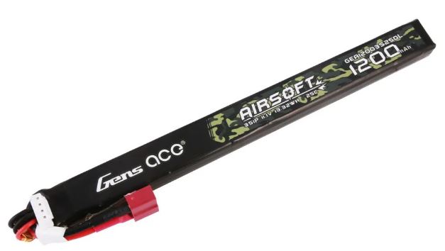 Gens Ace 25C 1200mAh 3S1P 11.1V Airsoft Gun Lipo Battery with T Plug Long size