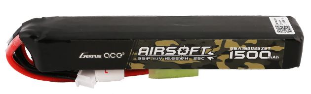 Gens ace 25C 1500mAh 3S1P 11.1V Airsoft Gun Lipo Battery with mini Tamiya Plug