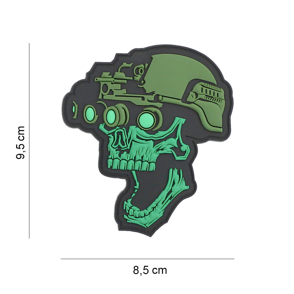 Patch 3D PVC Night vision skull green