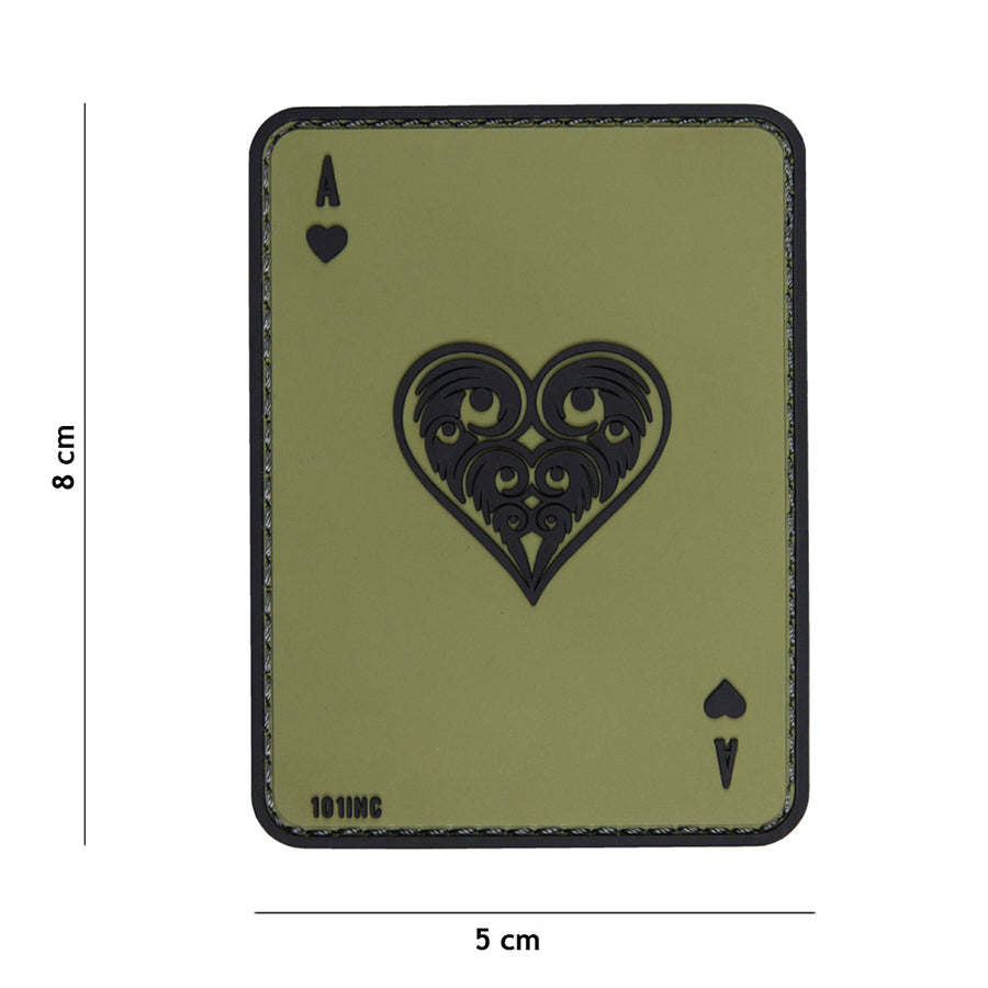 Patch 3D PVC ace of hearts green