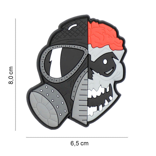 Patch 3D PVC skull with brains and gasmask