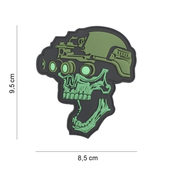 Patch 3D PVC Night vision skull green