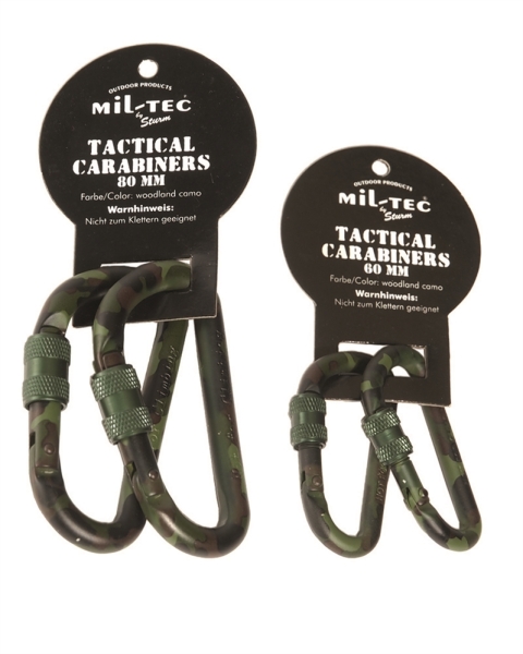 Miltec TACTICAL KARABINER WOODLAND 60MM (PAAR)