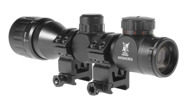 Delta Armory Airsoft rifle scope 4X32AOEG with backlight - Black