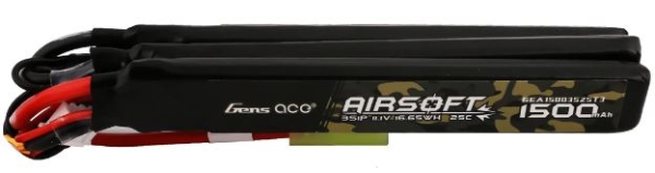 Gens ace 25C 1500mAh 3S1P 11.1V Nunchuck 3X Airsoft Gun Lipo Battery with mini Tamiya Plug